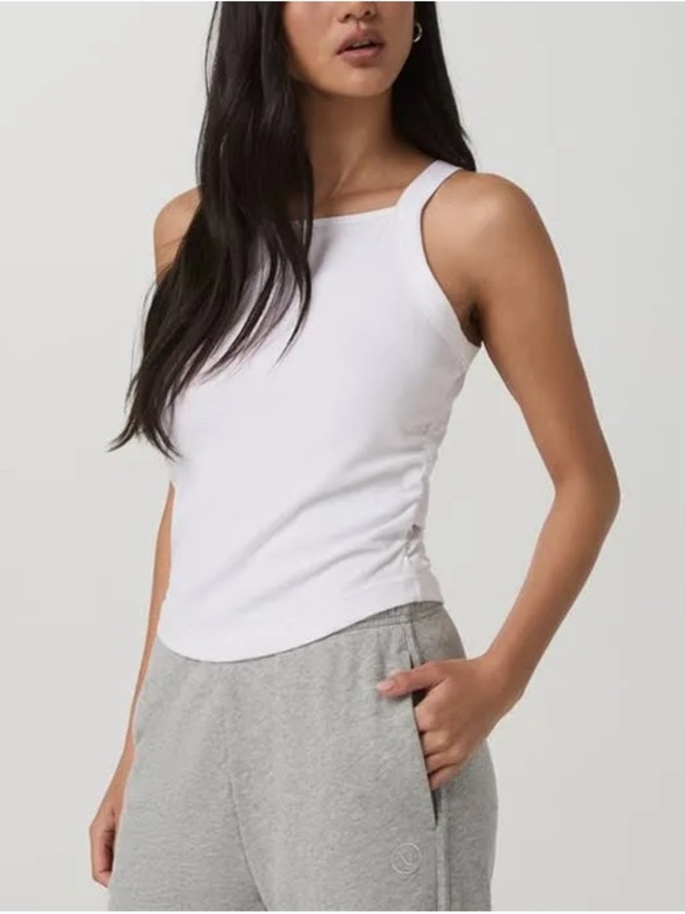 Vuori White Square-Neck Ribbed Tank